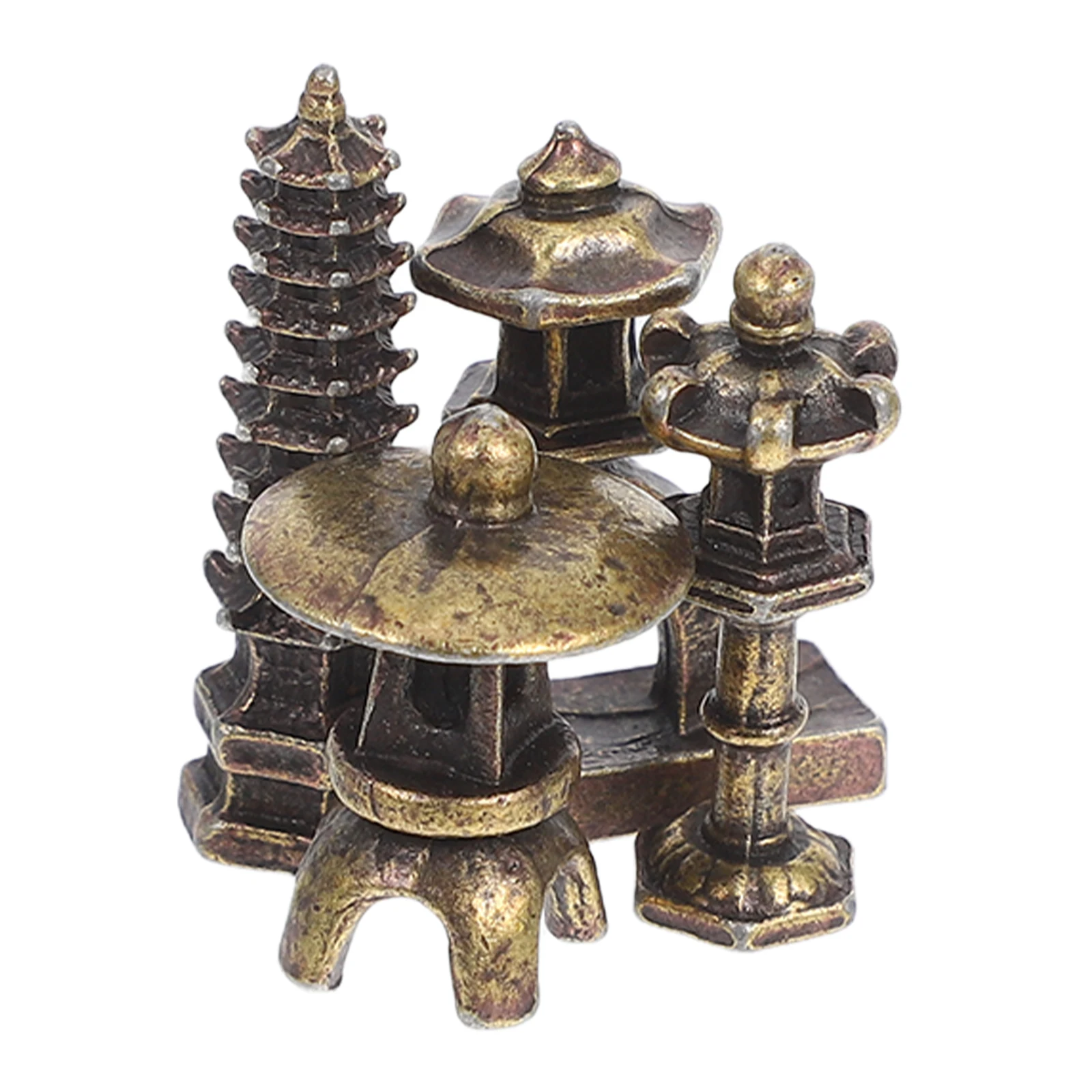 

4 Pcs Micro L Architecture Copper Alloy Miniature Ancient Tower Statues for Decor S Table DIY Scene nament