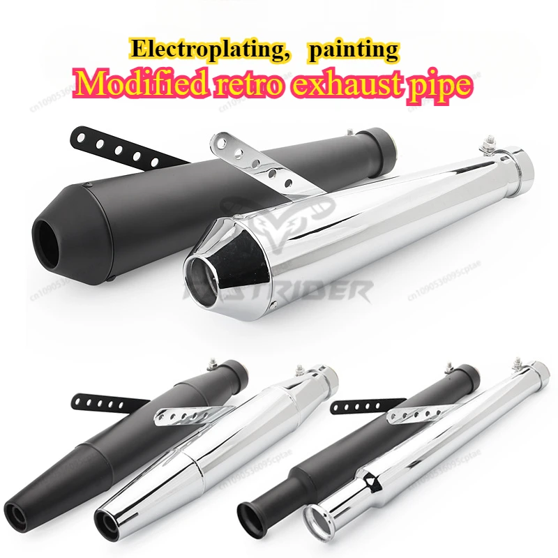 

Motorcycle Exhaust Muffler Retro Vintage Classic Electroplating Escap Moto for Cafe Racer Bobber Chopper Custom