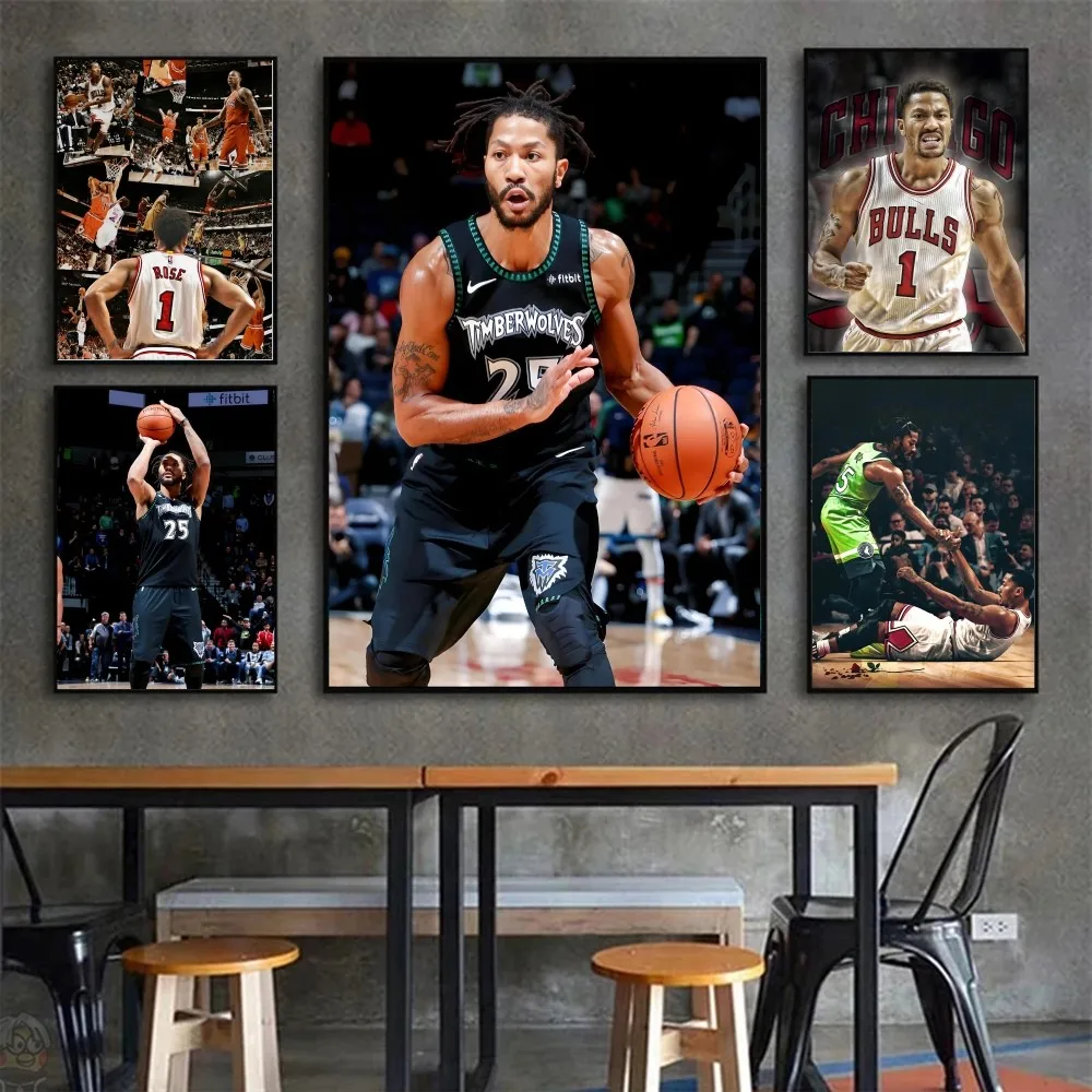 1pc Popular NBA Legend Basketball Player Derrick Rose Poster HD Posters Home Room Bar Cafe Decor Art Wall Painting Picture