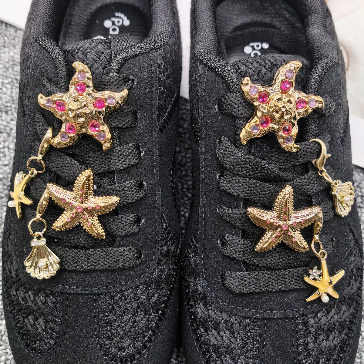 8 Stück/Set, Muschel-Schuhornamente in Form von Seesternen, zum Selbergestalten, Schuh-Anhänger, Schmuck für Damen-Sneaker und -Stiefel, Dekorative Schnallen, Schuhclips, Accessoires.