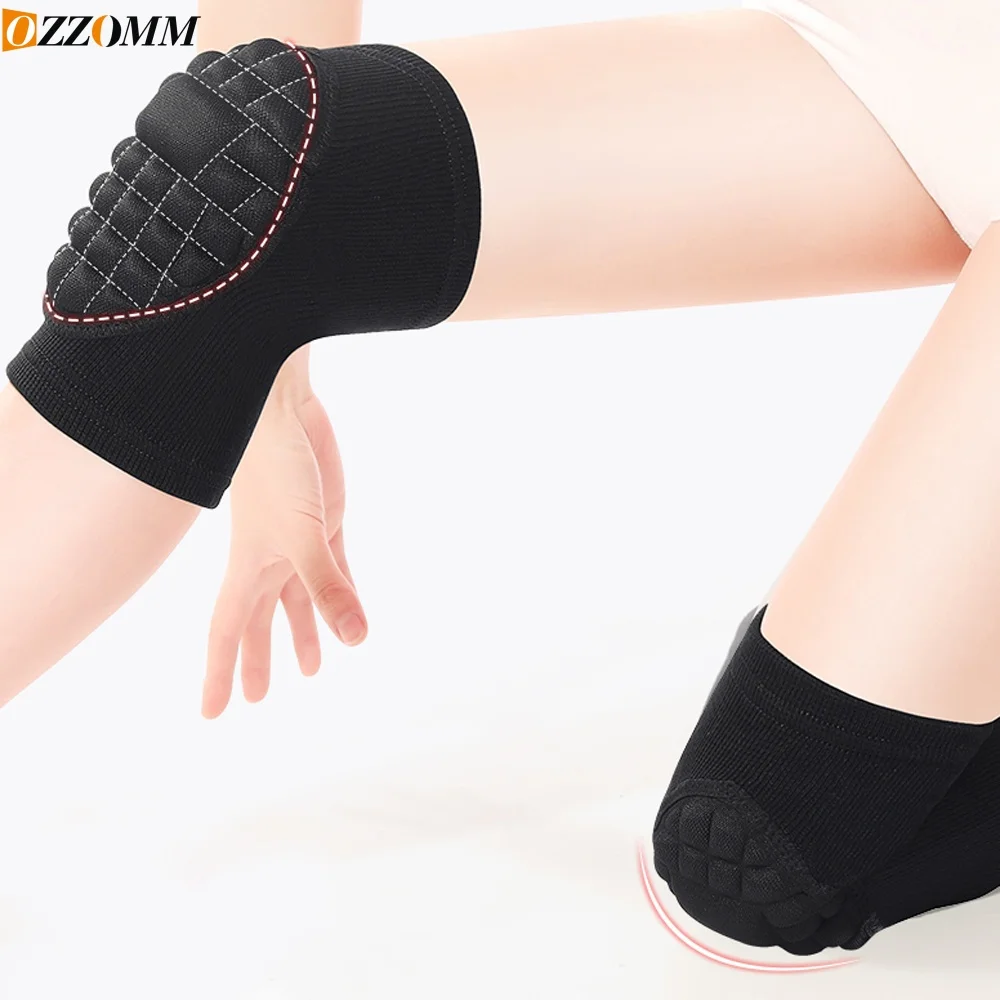 1Pair Anti-Slip Padded Sponge Knee Brace, Breathable Flexible Elastic Knee Pad Support for Football Volleyball Dance Sports