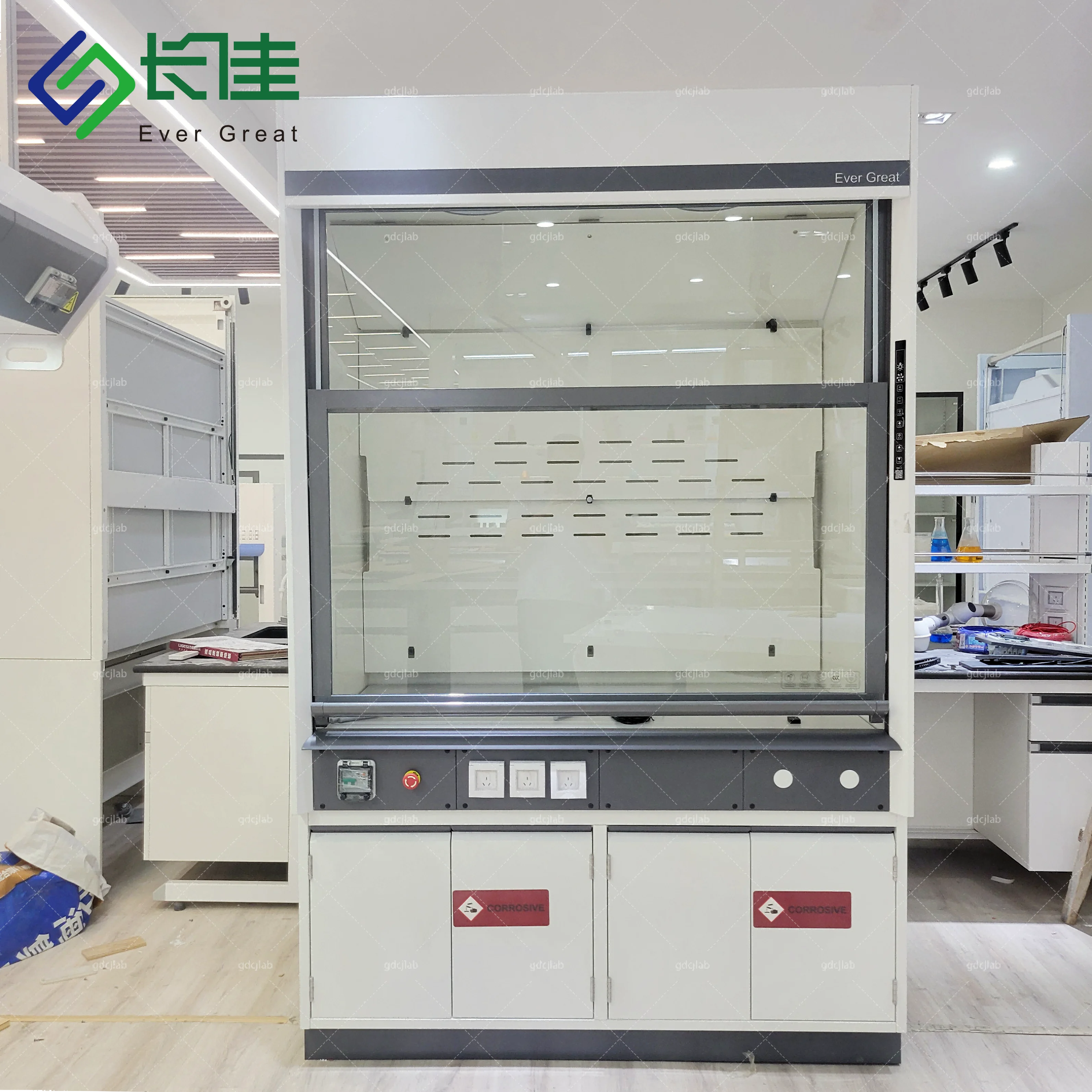 

Professional Modern Steel CE ISO Certified 3 Drawers Phenolic Surface Safety Protection Fume Hood Laboratory Research Furniture