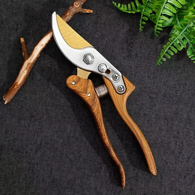 1PC Ergonomic SK5 Steel Garden Pruning Shears with Dual Tone Blade & Wood Grain Handle Modern Heavy-Duty Handheld Shears
