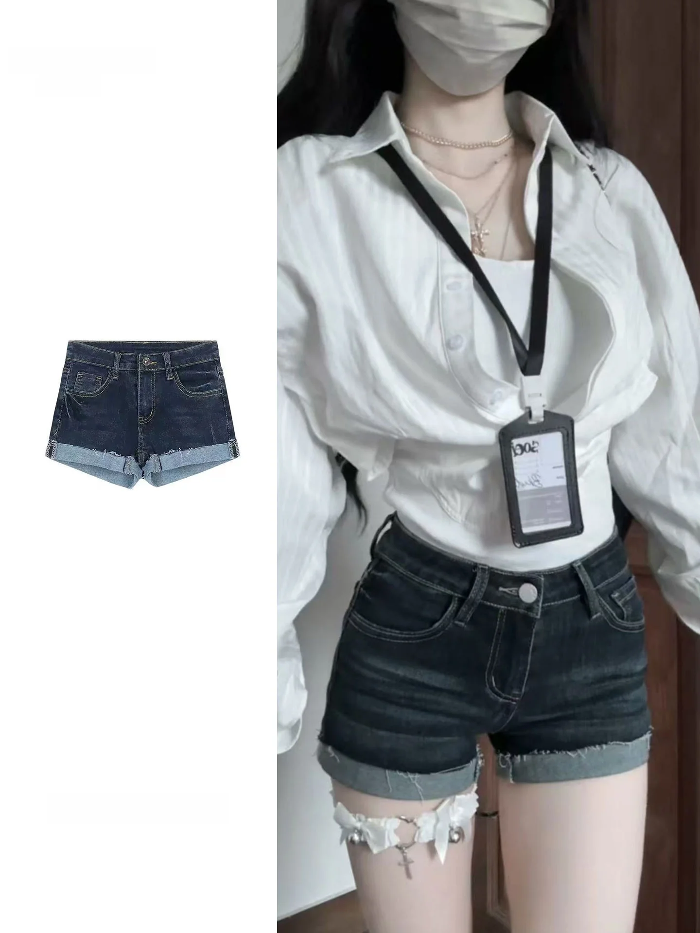 Low Waist Denim Shorts Women's Summer New Style Hot Pants A-Line Bodycon Shorts High Elasticity Straight Leg Jeans Shorts