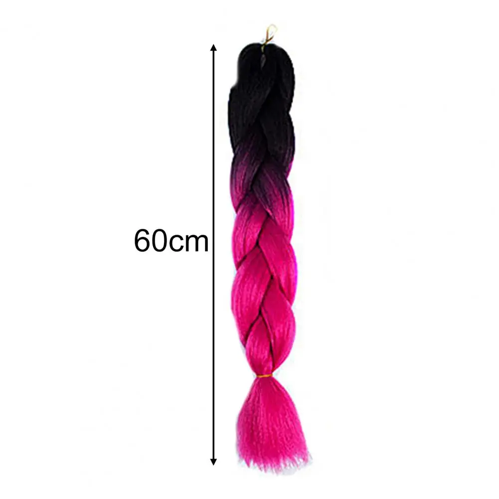 Wig kepang warna gradien 60cm, Wig ekstensi rambut poni kepang kotor untuk klub, Aksesori rambut