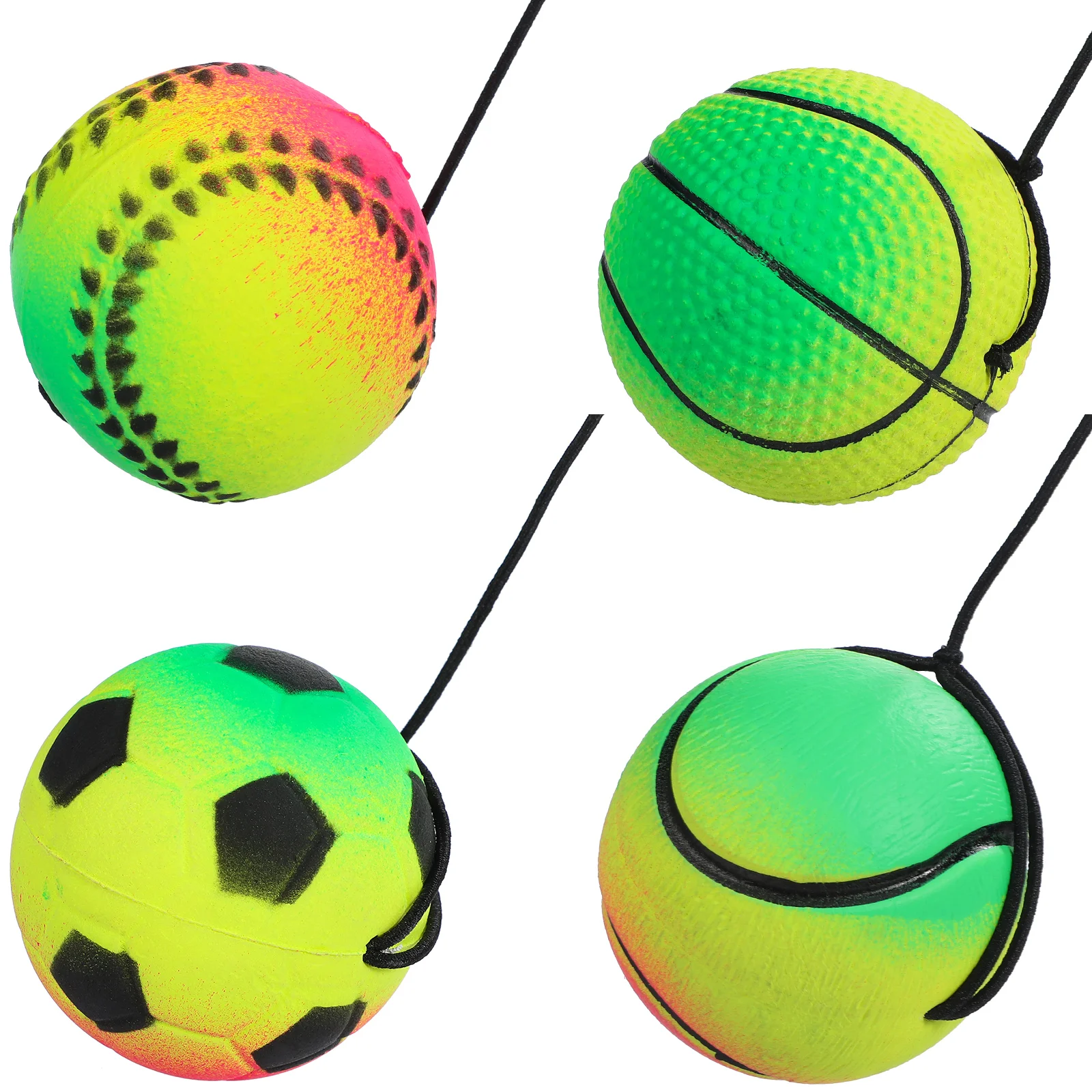 4 Pcs Wristbands Rebound Ball Rubber Balls Sports Return Back Baseball Party Favors Toddler