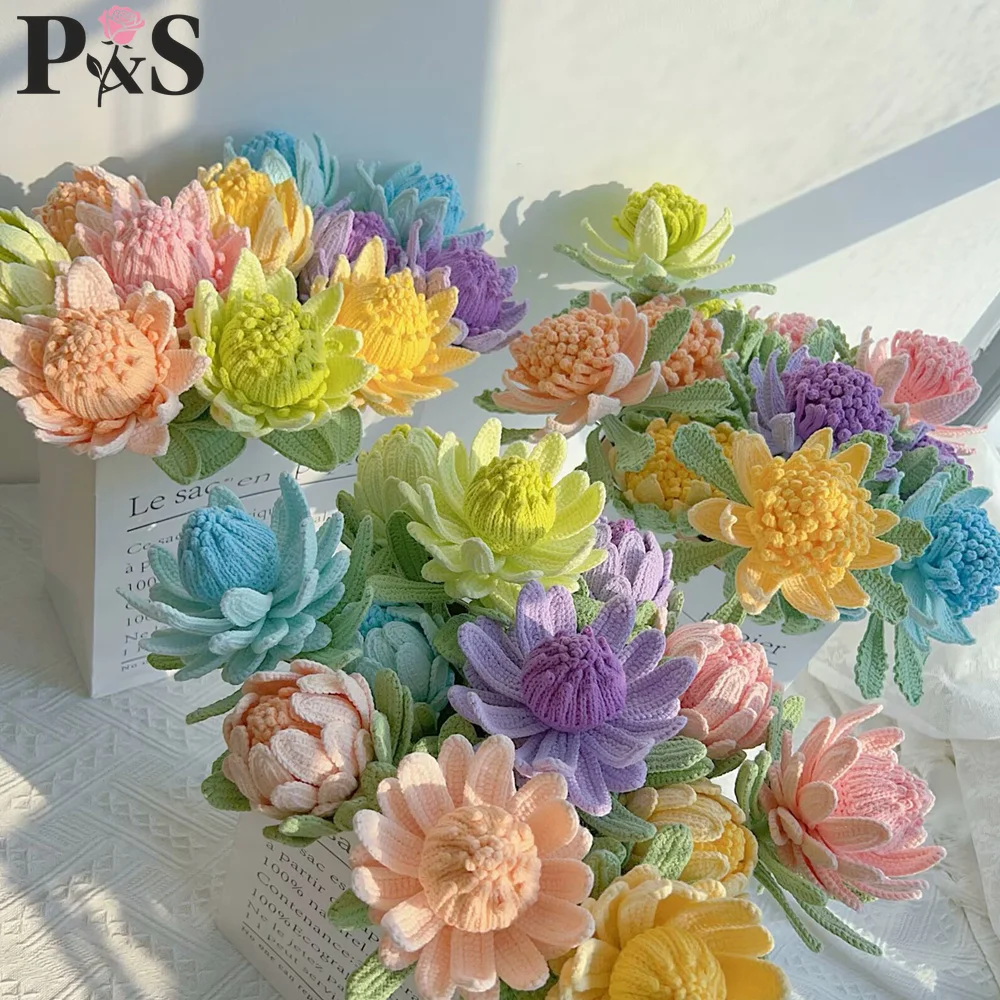 

Crochet King Protea Flowers Handmade Luxury High Quality Knitted Artifical Wedding Home Party Decoration Gifts for Birthday
