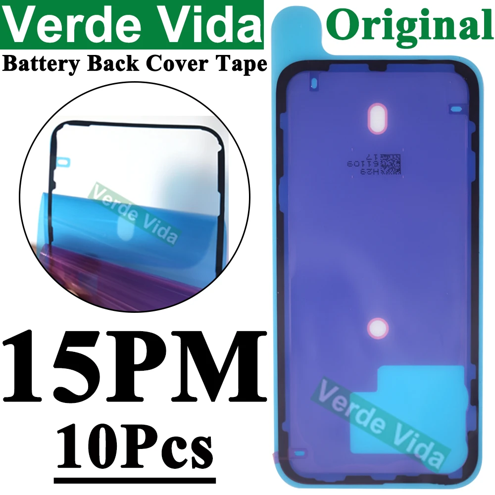 VerdeVida 10Pcs/5Pcs Original Rear Glass Adhesive for iPhone 14 Plus 15 Pro Max Waterproof Back Frame Bezel Adhesive Strip Glue