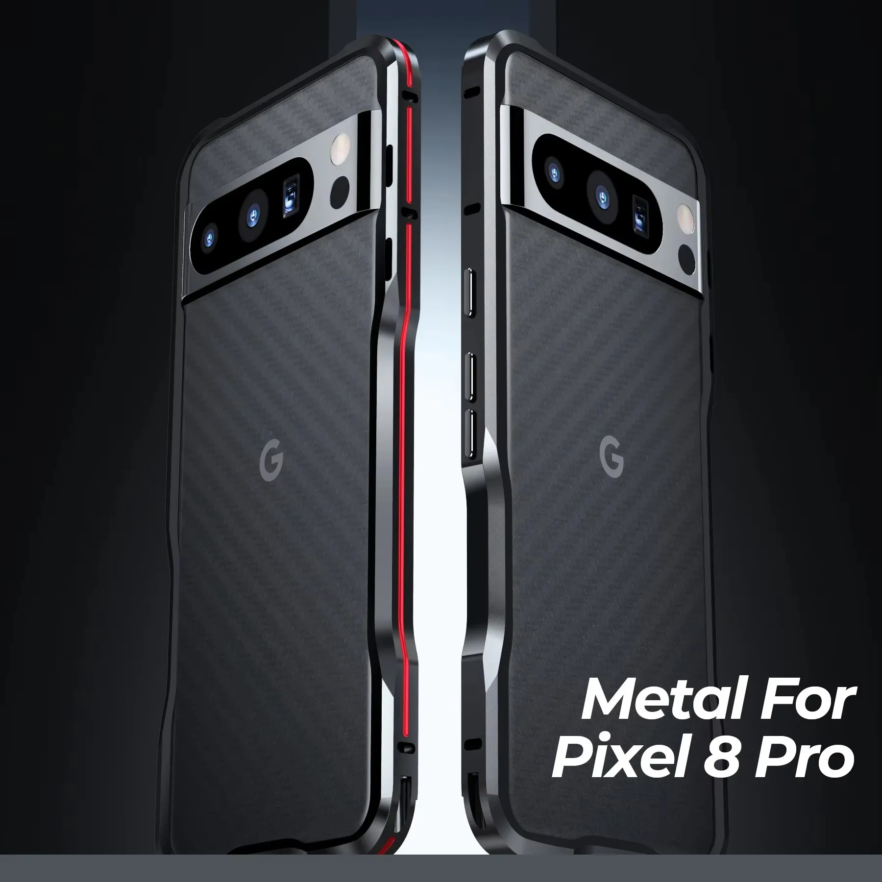 حافظة خفيفة الوزن من الألومنيوم المعدني عالي الجودة مقاومة للصدمات لهاتف Google Pixel 8 Pro Pixel8 إطار جلدي + واقي عدسة الكاميرا Pixel 8