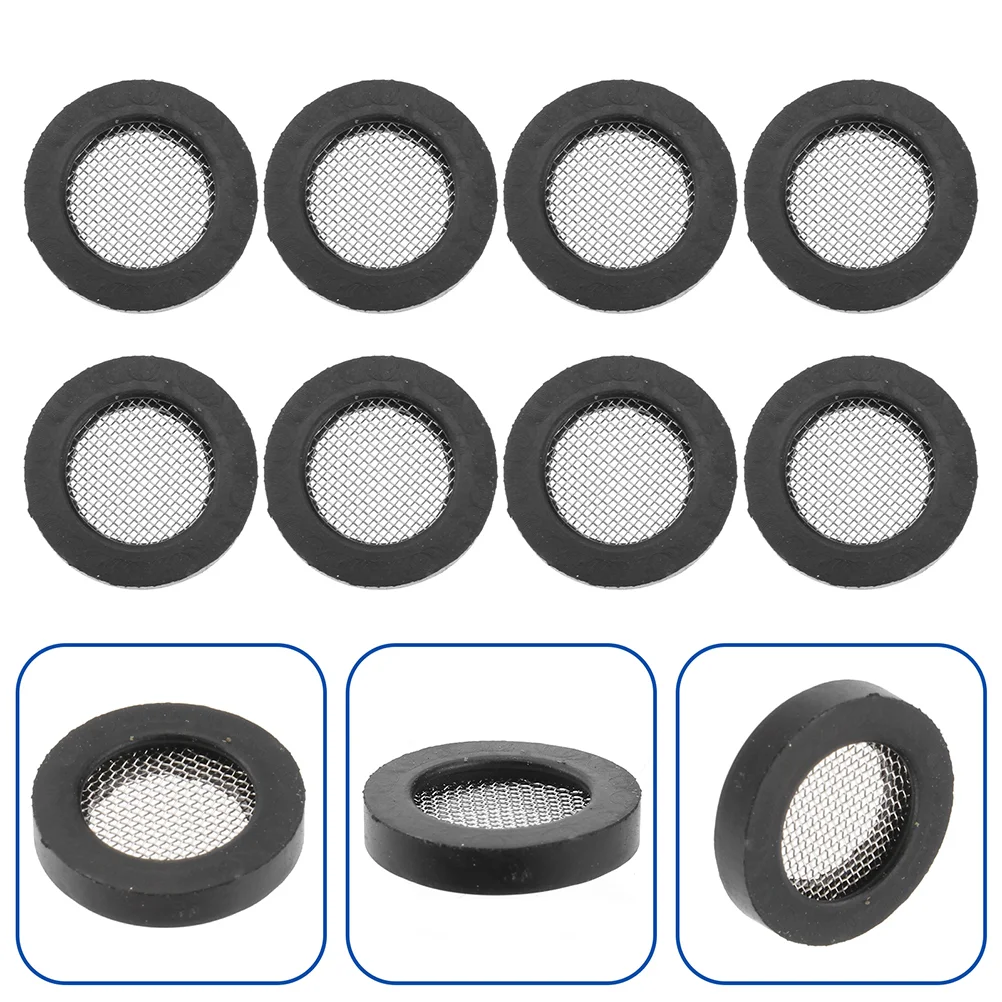 

Washer Hose Filters with Strainer 304 Steel Mesh Bellows Gasket 60pcs/pack (4 Points Black Rubber Filter) Faucet Inlet Coupling