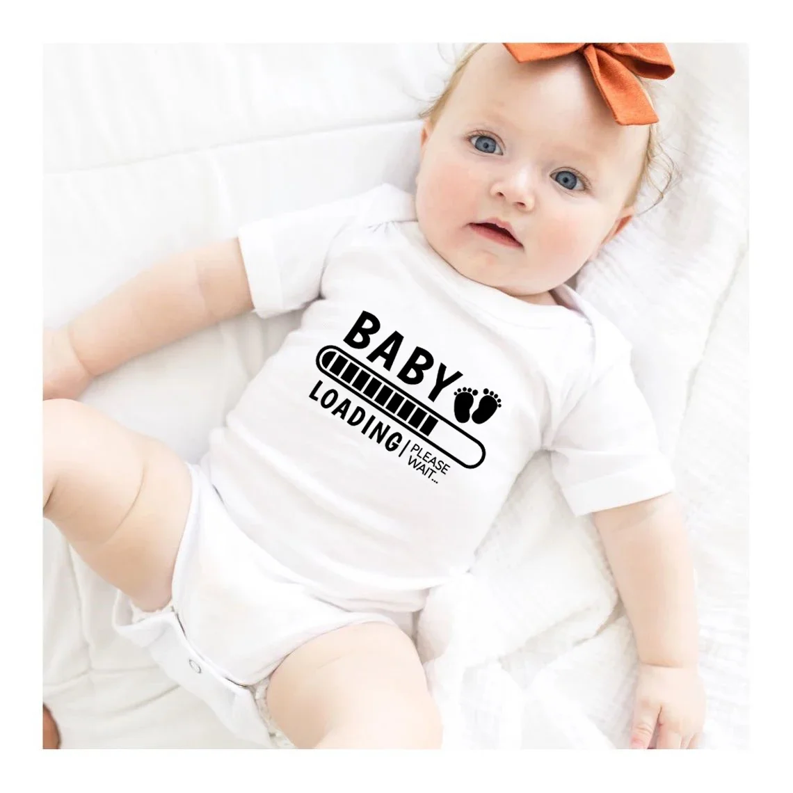 Baby Announcement Clothes Baby Loading Print Newborn Baby Bodysuit Summer Infant Boys Girls Romper Body Pregnancy Reveal Clothes