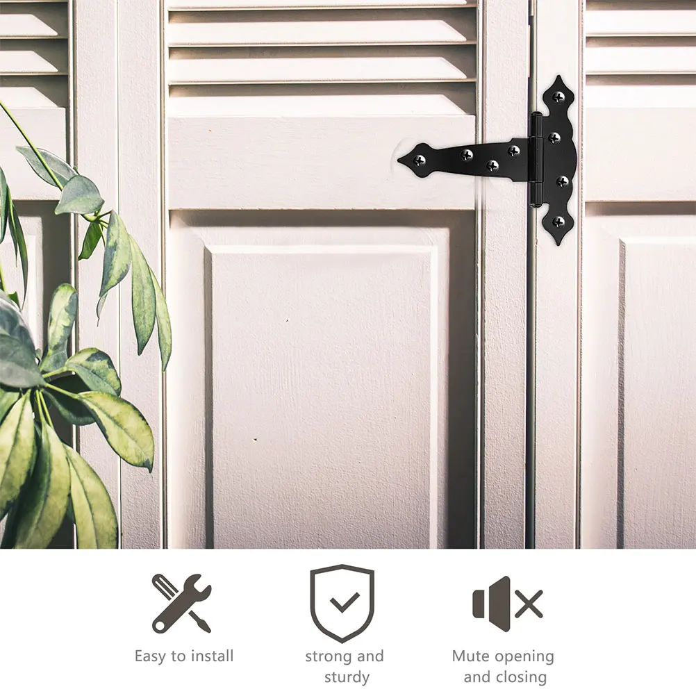 

2pcs Heavy Duty Post Barn Door For Wooden Fences Shed Outdoor Use Iron Coated Strong Load Bearing Rust Resistant Black
