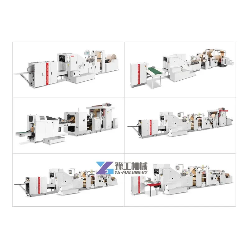 2022 New Design Mini Flat Square Bottom Carry Food Automatic Paper Bag Making Machine Kraft Paper Bag Printing Machine
