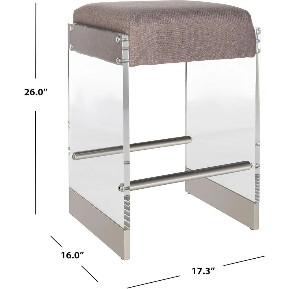 Taburete de Bar de acero inoxidable y acrílico gris, 26 pulgadas