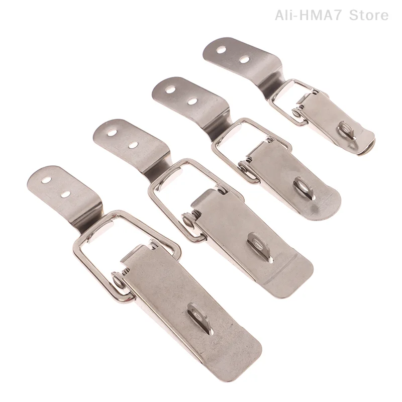 1 Set Cabinet Door Metal Clasps 90 Degree Box Closure Lock Duck-mouth Buckle Hook Spring Loaded Draw Toggle Hasps Clamp
