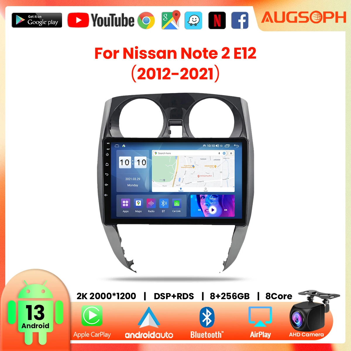 

Android 13 Car Radio for Nissan Note 2 E12 2012-2021, 10inch 2K Multimedia Player with 4G Car Carplay DSP & 2Din GPS