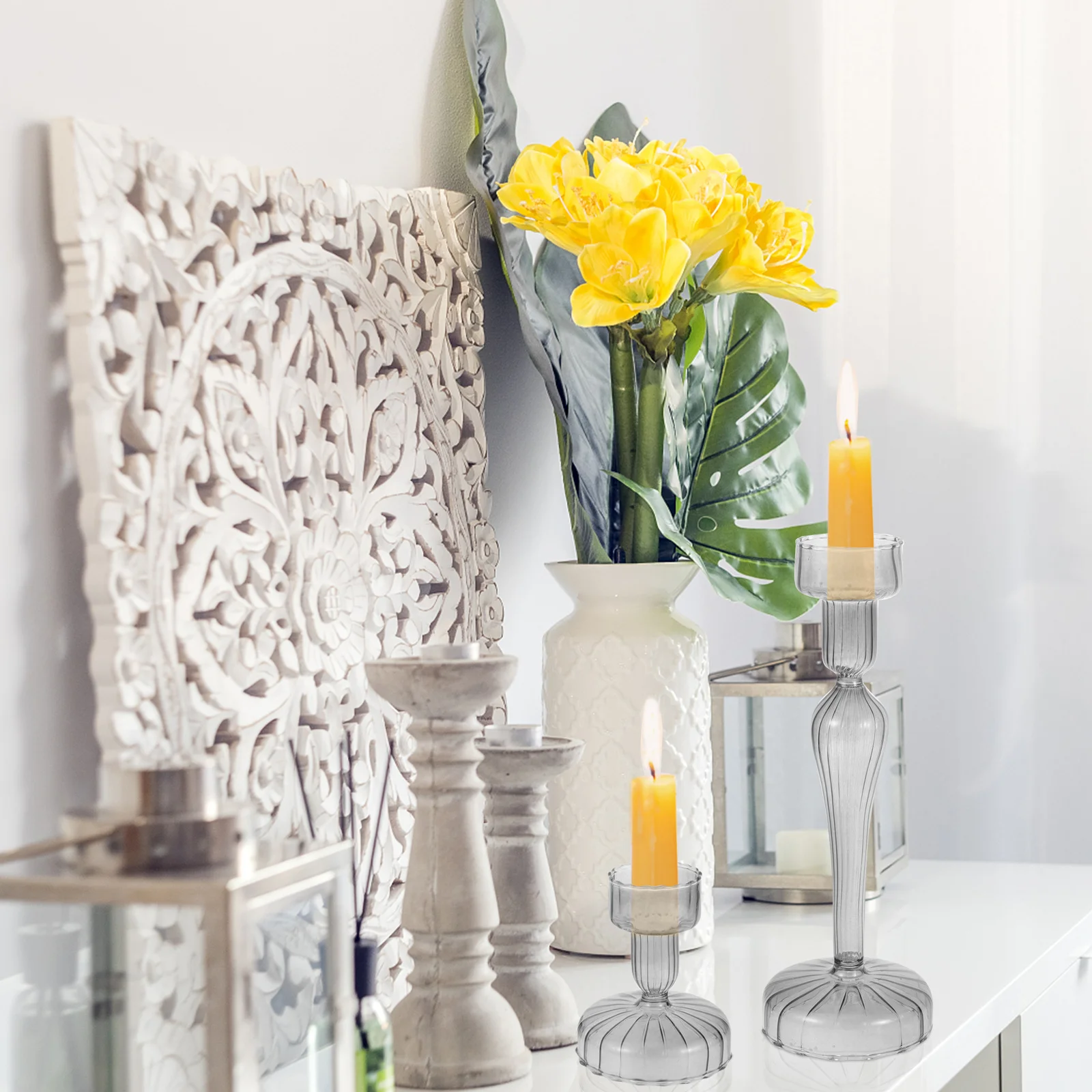 

2Pcs Glass Holders Striped Design Creative Decorative Stand for Table Party Relaxing Atmosphere Glass Holder