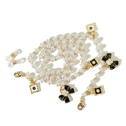 Black and White  Oil Bow  Pearl Glasses Chains& Lanyards Accessory for Women Lady