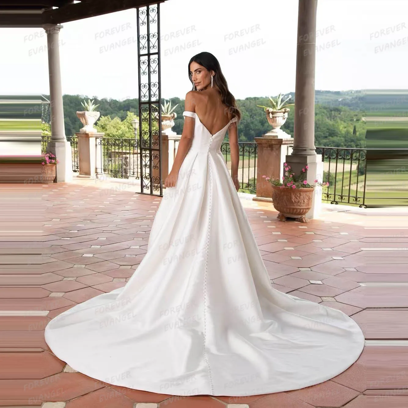 Simple Wedding Dresses Woman's Bride Gowns Sweetheart Backless Satin Sweep Train Formal Sleeveless Vestidos De Noche Customized