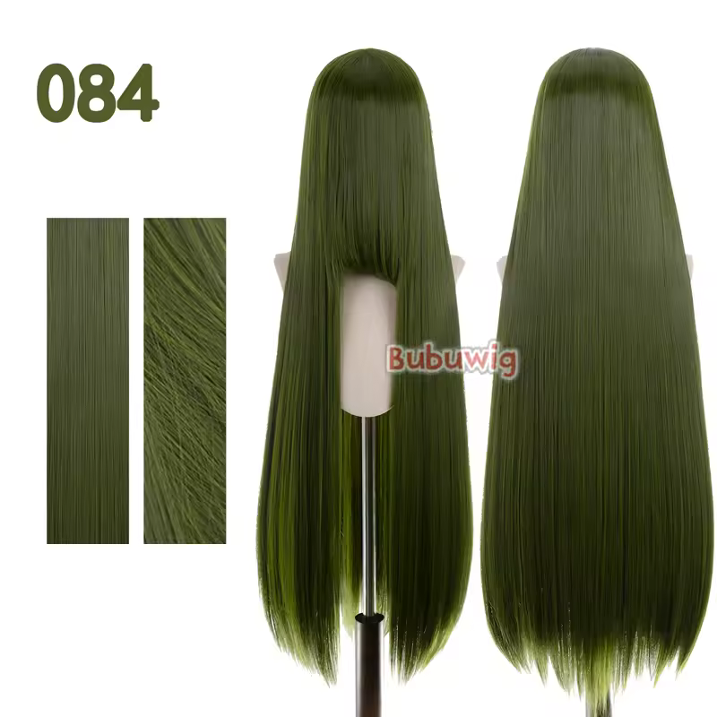 Bubuwig Synthetic Hair 100cm Long Straight Pure Color Cosplay Wigs Over 100 Colors Black White Red Blue Brown Wig Heat Resistant - Image 69