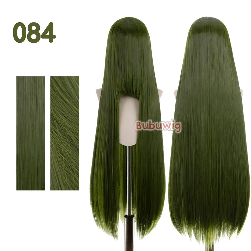 Bubuwig Synthetic Hair 100cm Long Straight Pure Color Cosplay Wigs Over 100 Colors Black White Red Blue Brown Wig Heat Resistant - Image 69