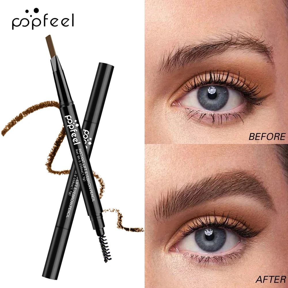 POPFEEL Waterproof Dual-Ended Eyebrow Pencil - Long-Lasting, Sweat-Resistant Formula for Defined and Structured Brows，Beginners。