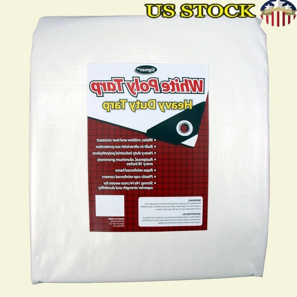 

Heavy Duty Waterproof Tarp 8x10 ft UV Resistant Polyethylene Fabric Mildew Resistant Reinforced Grommets Outdoor Protection