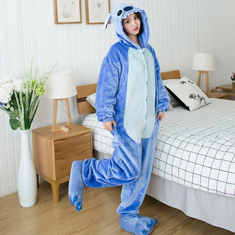 Bear House AA Adult Kid Stitch Anime Cosplay Costumes Women Men Cartoon Jumpsuit Flannel Hooded Pajamas Onesie f New 2025 WKD001