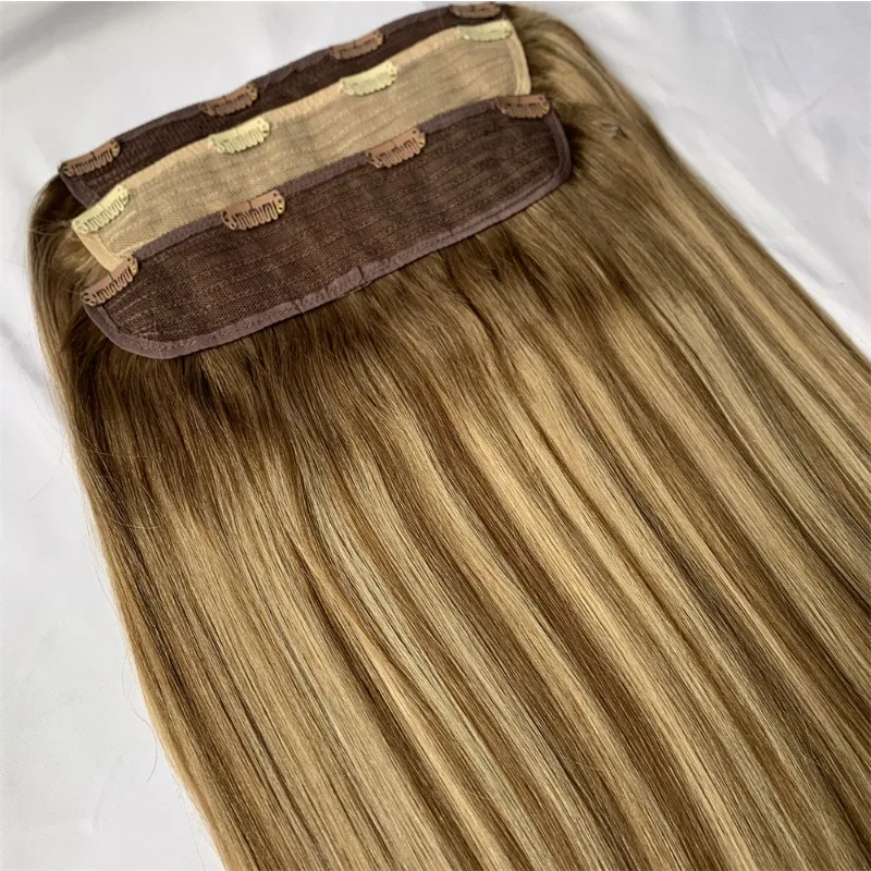 Clip hair 6-piece set 16 card wig one piece hair tail thick real hair