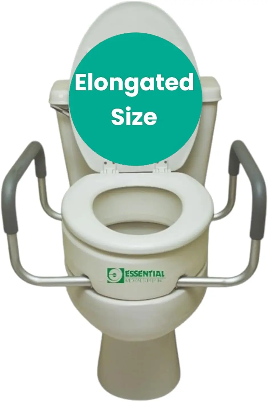 

Elevated Toilet Seat Riser with Padded Arms for Elongated Toilets - Essential Medical Support for Seniors & Mobility