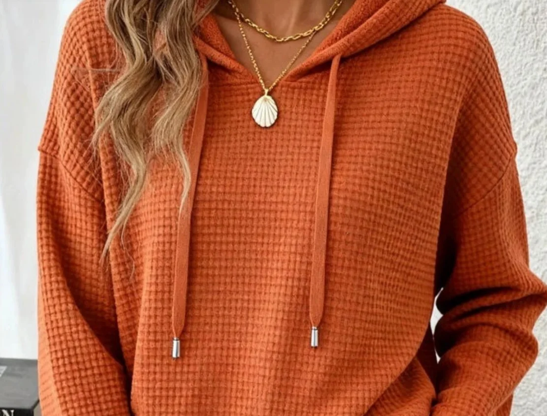 Hoodies women 2026 casual spring autumn Knitted new long lantern sleeve loose hooded drawstring hoodie jacket women's clothing