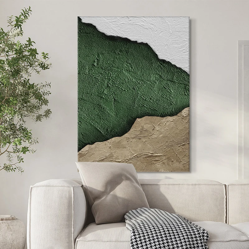 Abstract Green Forest Oil Painting Printed on Canvas Orange Texture Posters and Prints for Living Room Decor Scandinavia Cuadros