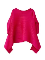 YUDX Pleated Blouse For Women 2024 New Spring O-neck Three Quarter Sleeve Solid Color Loose Casual Shirt Female Elegant - Image 4