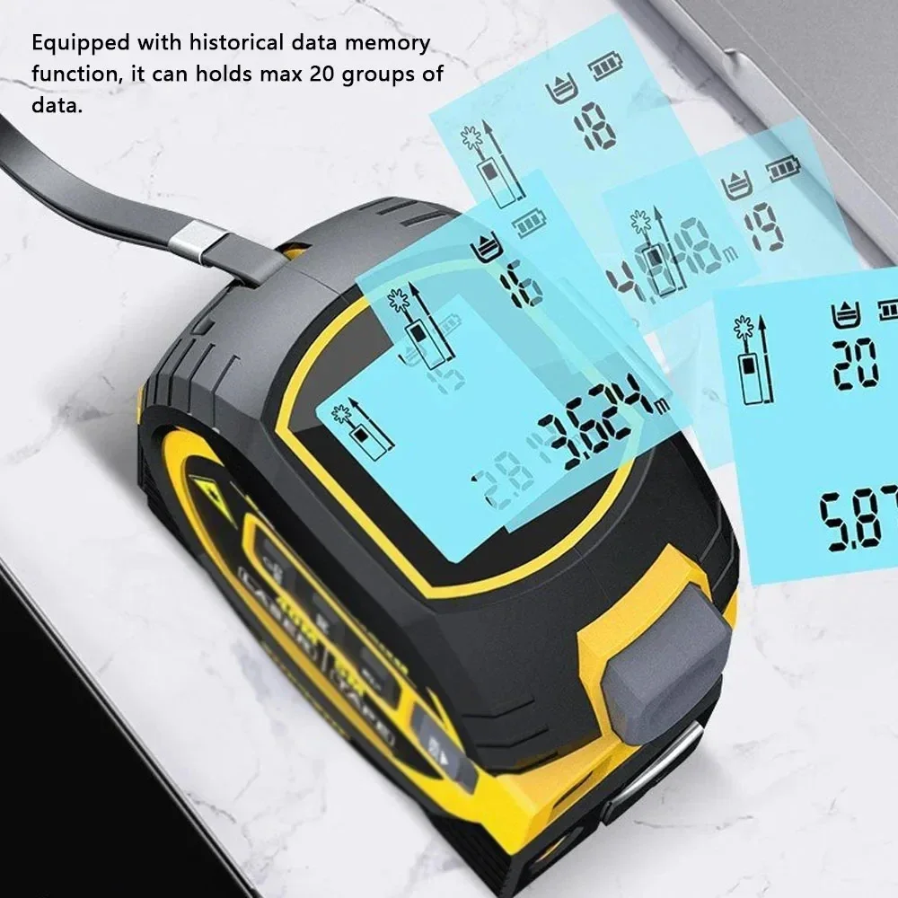 New 3 in 1 Laser Rangefinder 5M Tape Measure Ruler LCD Display with Backlight Distance Meter Building Measurement Device