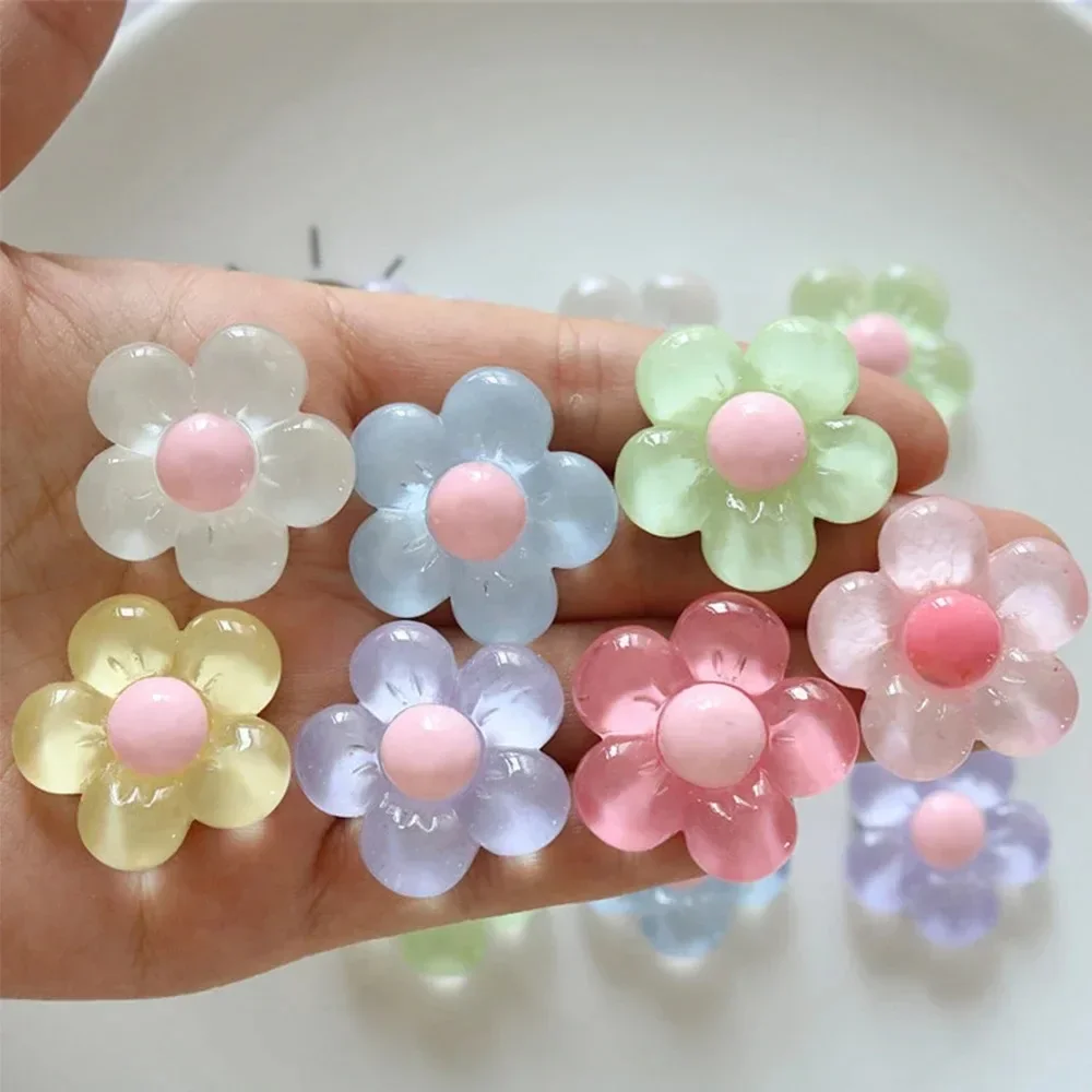10Pcs Transparent Cute Flower Resin Flatback Charms, DIY Craft Supplies for Earrings, Headwear & Garment Jewelry Making