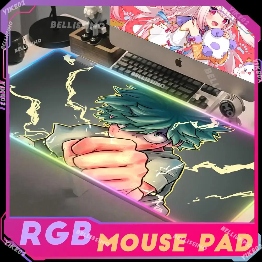 RGB non-slip My Hero Academia Mouse Large Keyboard Pad for Computer Laptop Pad Black Rubber Mouse LED Gaming Mouse Pad Desk Pad