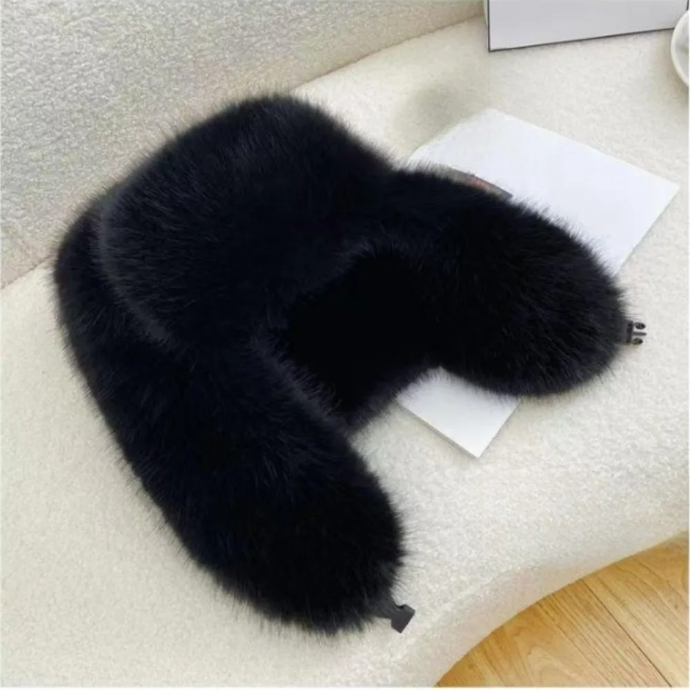 

Soft Thick Faux Fur Hat Windproof Adjustable Ear Protection Cap Warm Earmuffs Fluffy Windproof Earflap Cap Winter