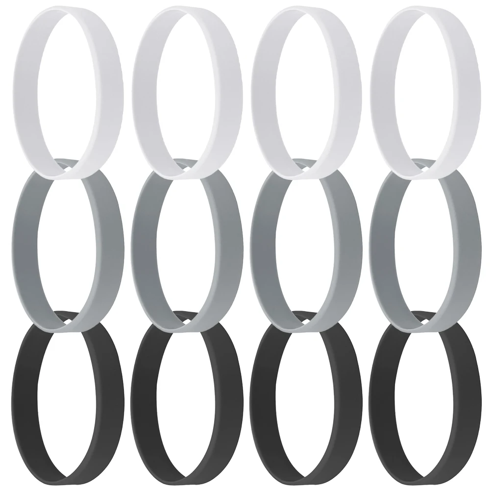 

12 Pcs Silicone Tensile Belt Toe Separator Pedicure Foot Separators for Overlapping Toes Yoga Men Black Gray White Each 4