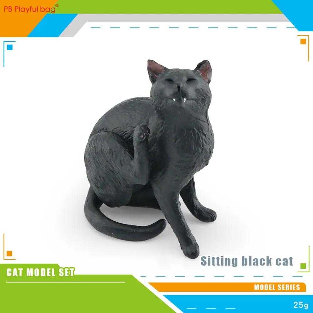 10 stks Simulatie Huisdier Kat Model Set Zwart Oranje Katten PVC Ornamenten Statische Effen Beeldje Speelgoed HG193