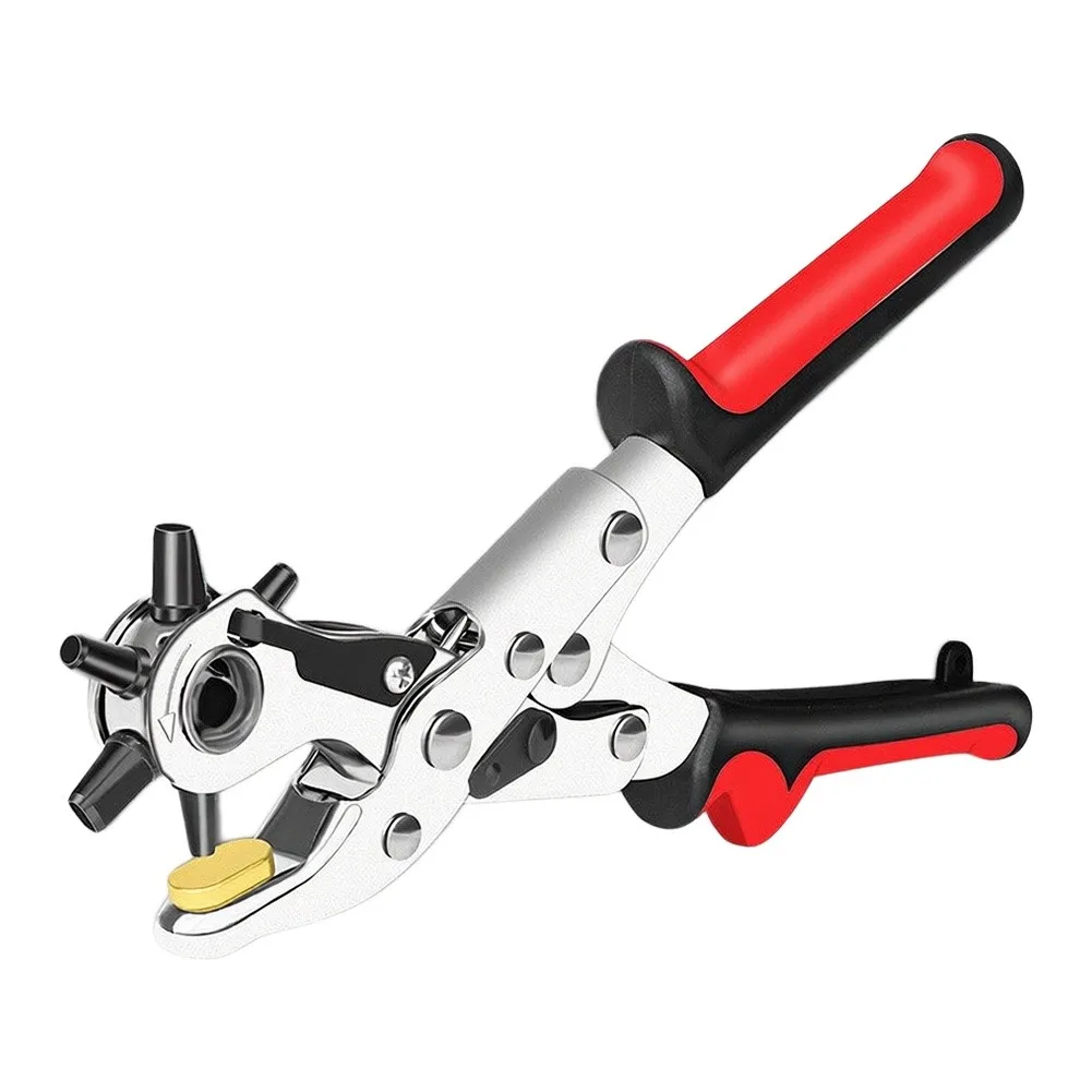 Six-Option Hole Punch Pliers for Leather Belt Modification Fabric Craft PVC Card Punching and Plastic Shoe Hole Creation Tasks