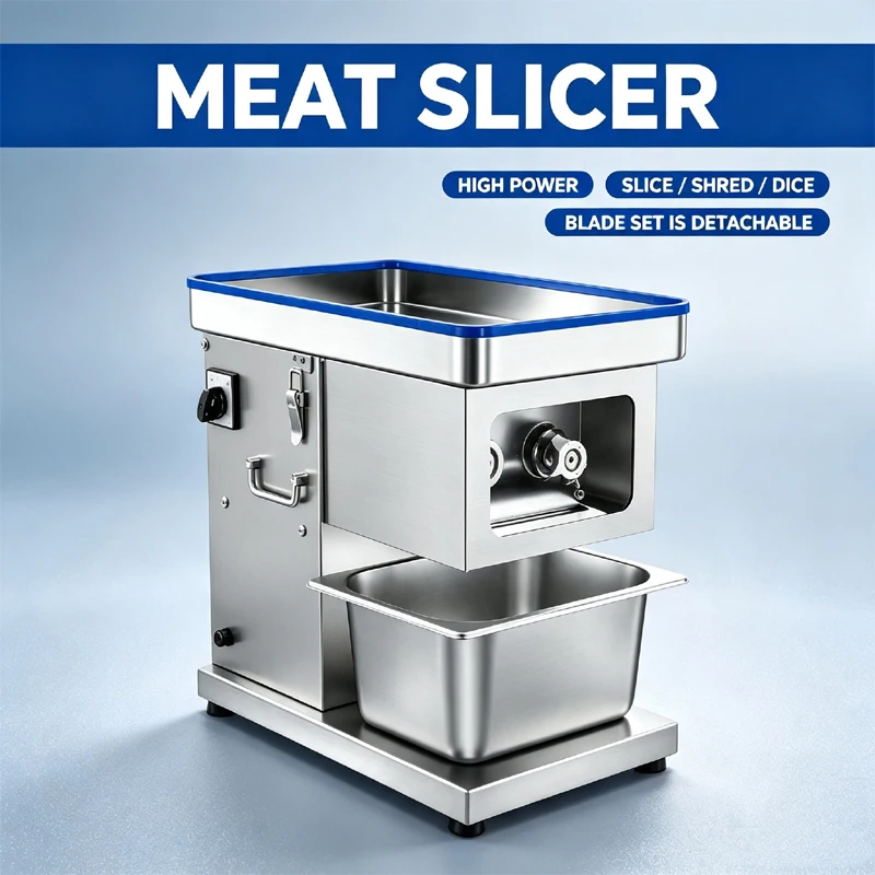 1500W Meat Cutter Fast Meat Slicer Electric Commercial Slicer Shred Fully Automatic Dicing Machine Stainless Steel