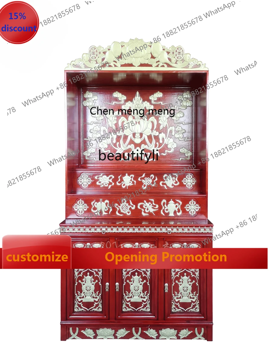 

S7486 ss Buddha Statue Cabinet Buddha Shrine New Chinese Shrine Altar Cabinet Tibetan Worship Buddha Cabinet