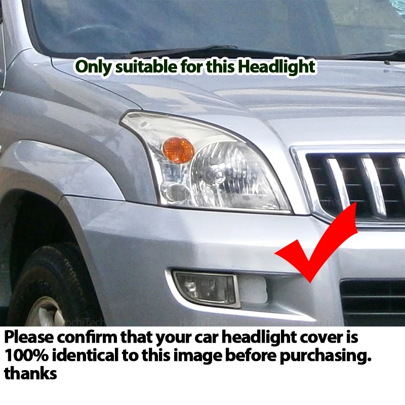 Transparent Front Headlights Lens Shell Cover Lampcover Lampshade for Toyota Land Cruiser Prado J120 2003 2004 2005 2006-2009