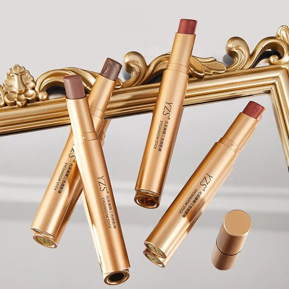 Glitter Eyeshadow Stick Three-Color Contouring Eyeshadow Makeup Eyeshadow Crayon Eyeshadow Pencil Eye Shimmer Stick For Wom V8A5