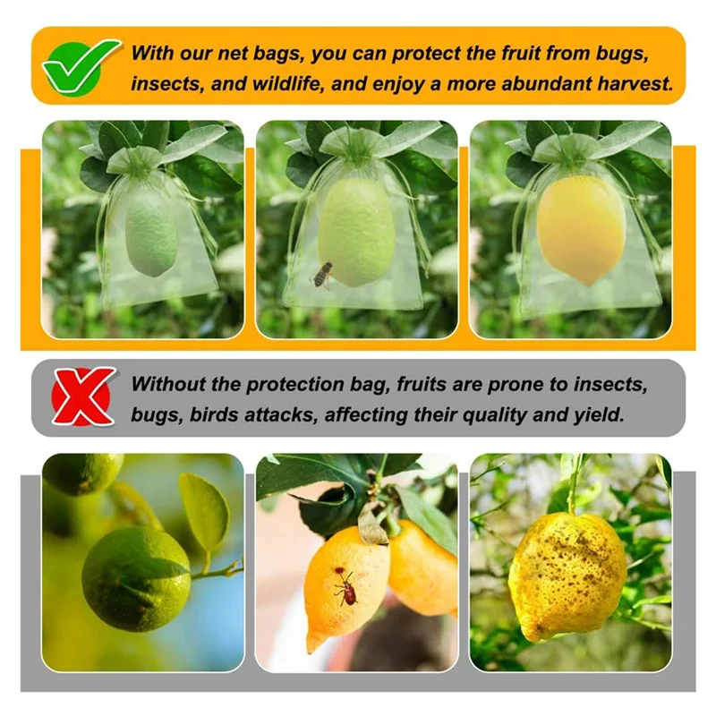 

【Price-Drop!】200PCS Fruit Protection Bags, 8X12 Inch Green Fruit Netting Bags Drawstring Mesh Bags Fruit Cover Pest Barrier