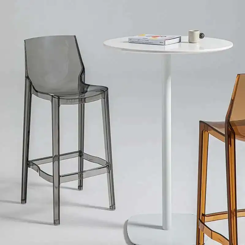 

Transparent High Bar Luxury Dining Chairs Designer Plastic Kitchen Hairdressing Chair Office Bedroom Chaise De Home Furniture