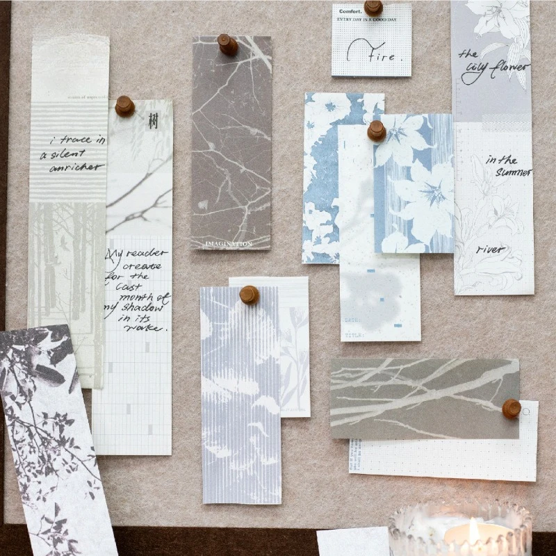 Vintage Flower Branches Shadow Landscape Memo Pad Creative DIY Junk Journal Material Collage Scrapbooking Stationery