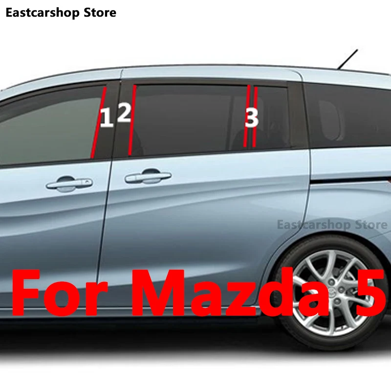 

For Mazda 5 Mazda5 2008-2013 Car Window B C Center Pillar Sticker Black Carbon Fiber PC Decorative Central Strip Cover Accessory