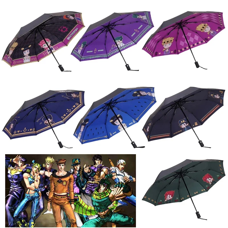 

Anime JoJo's Bizarre Adventure Kujo Jotaro Ghirga Narancia Bruno Folding Umbrella Cartoon Sunny Umbrella Cosplay Sunshade Props