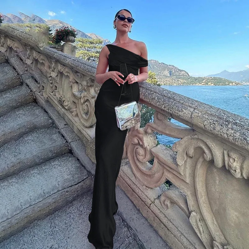 エレ純色ストラップサテン ドクターサマー ロングホリデー スレ ハイウエストニット レディース ファイオン ティエンド ノースベ ドクターサマー